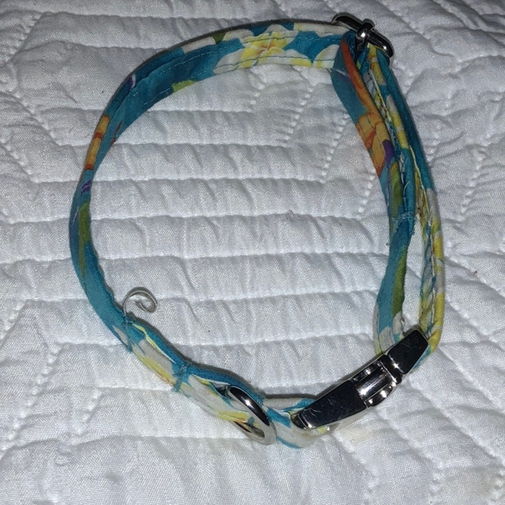 Blue plumeria dog collar